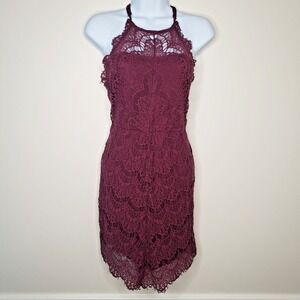 Intimately Free People Lace Mini Dress Sz L Bodycon Halter Vamp Goth Club